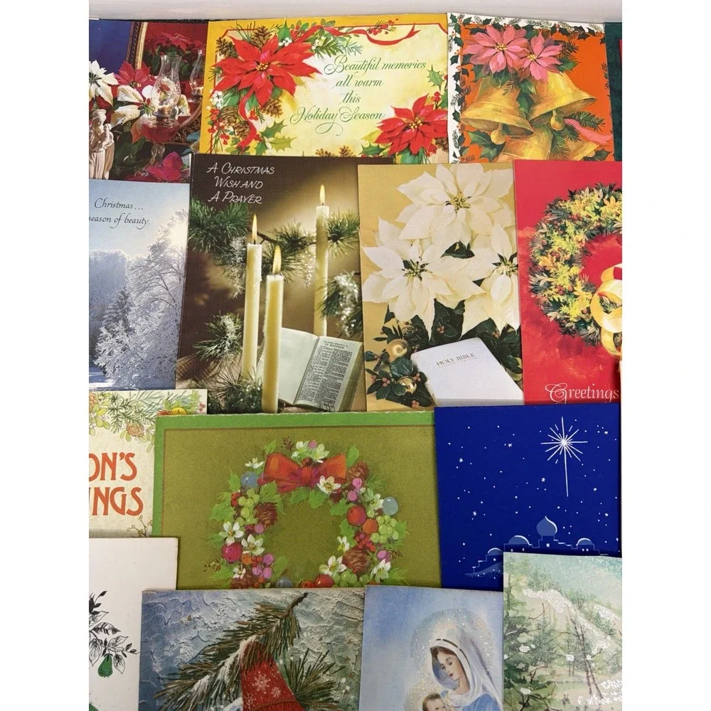 Vintage Christmas Cards Fronts ONLY Traditional Scrapbooking Decoupage Lot 50+
